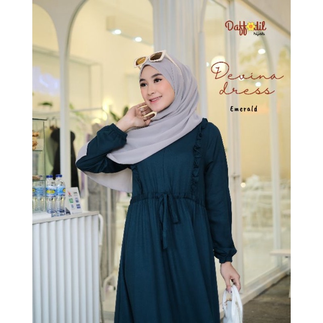 GAMIS SERUT POLOS BAHAN RAYON MORENA ADEM EMPUK LEMBUT - DEVINA DRESS-5