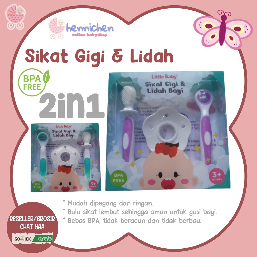 Sikat GIGI dan LIDAH Bayi Little Baby BPA FREE Aman 2 in 1