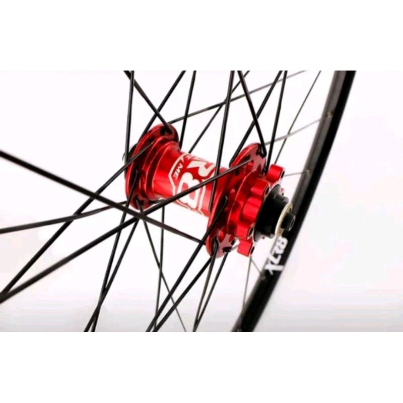 Wheelset XLR8 Hitam Merah 700c Roadbike Discbrake Bisa TA 12 &amp; QR Wheelset Road Bike DiscBrake Balap