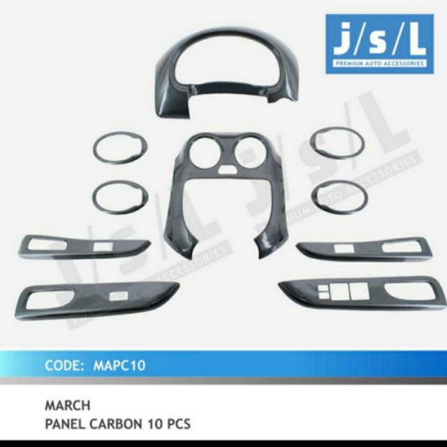 Panel carbon dashboard Nissan March panel cover 10 pcs jsl