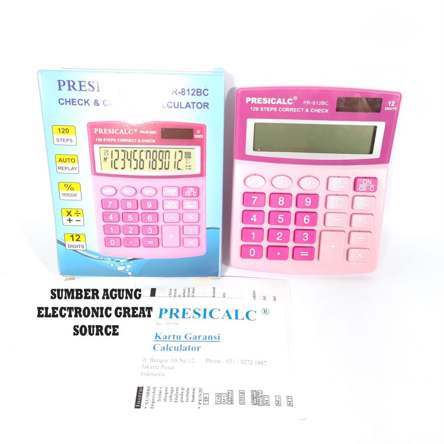 Presicalc Kalkulator Anak Pink Jambon Pastel Lucu PR812BC 120Step Chec