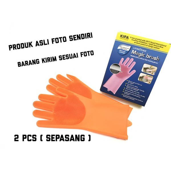 Magic Gloves Brush Sarung Tangan Cuci Livingenie Silicone Karet glove