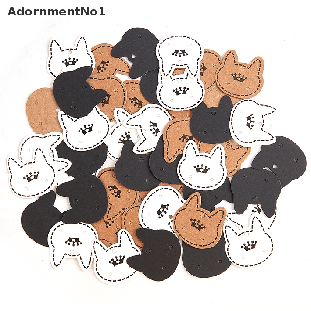 (AdornmentNo1) 100pcs / Set Kartu Tag Harga Motif Kucing Untuk Display Perhiasan