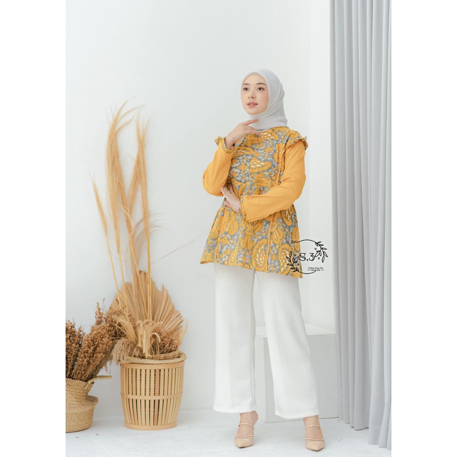 Batik alina Jayanti Blouse Baju Batik Wanita Modern Atasan Batik Kerja Wanita Tunik Batik Kantor M L XL XXL Seragam Batik