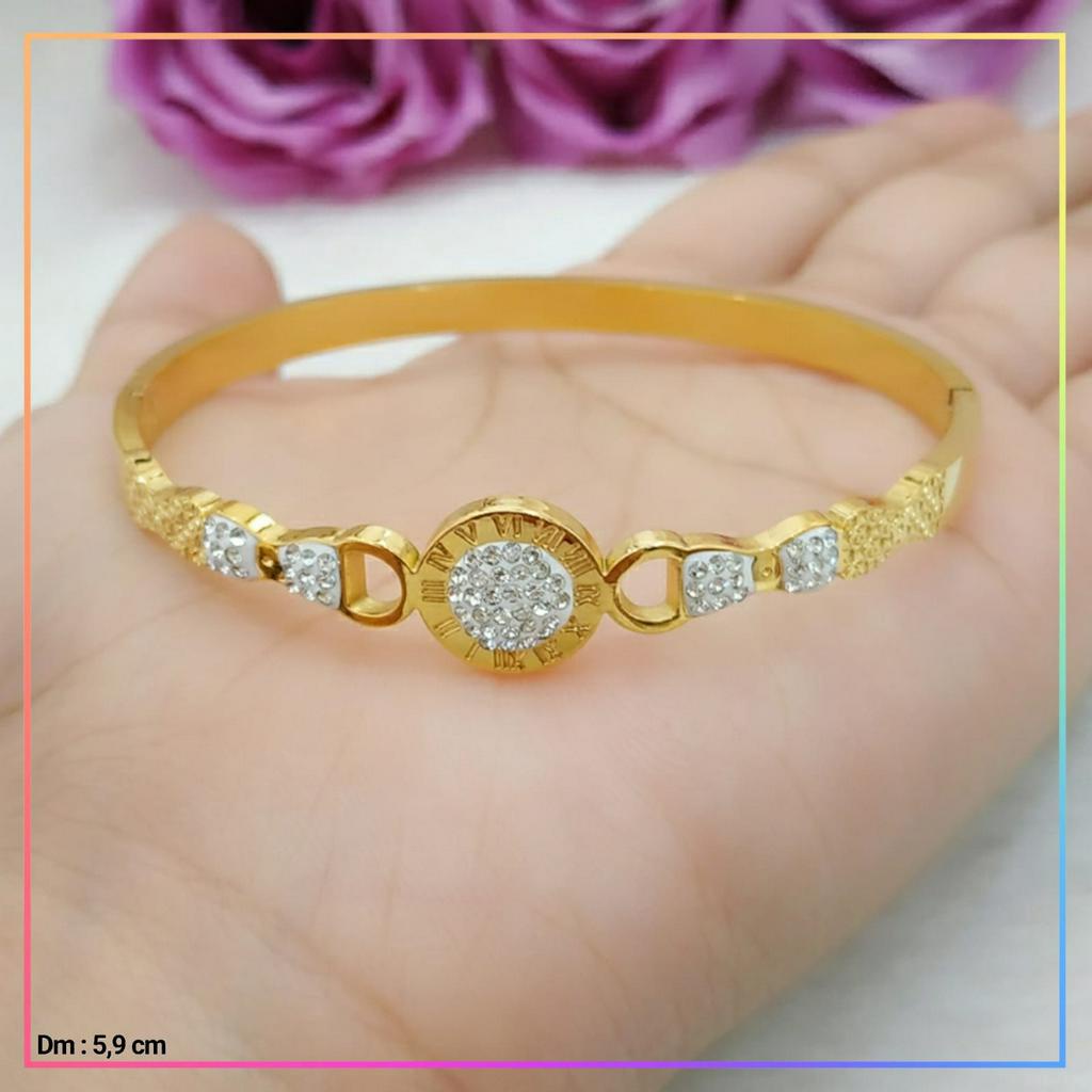 Gelang titanium/stainless steel Gelang Bangkok Mata Bulat Perhiasan Anti Karat GT 116