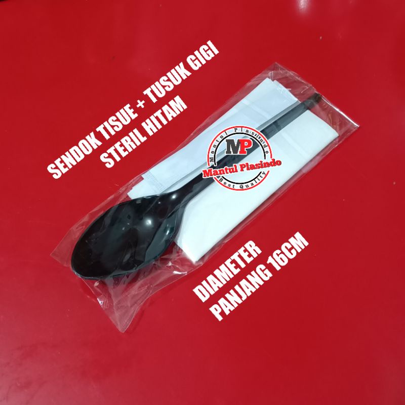 Sendok Steril + Tisue + Gigi Hitam,Putih Susu &amp; Bening