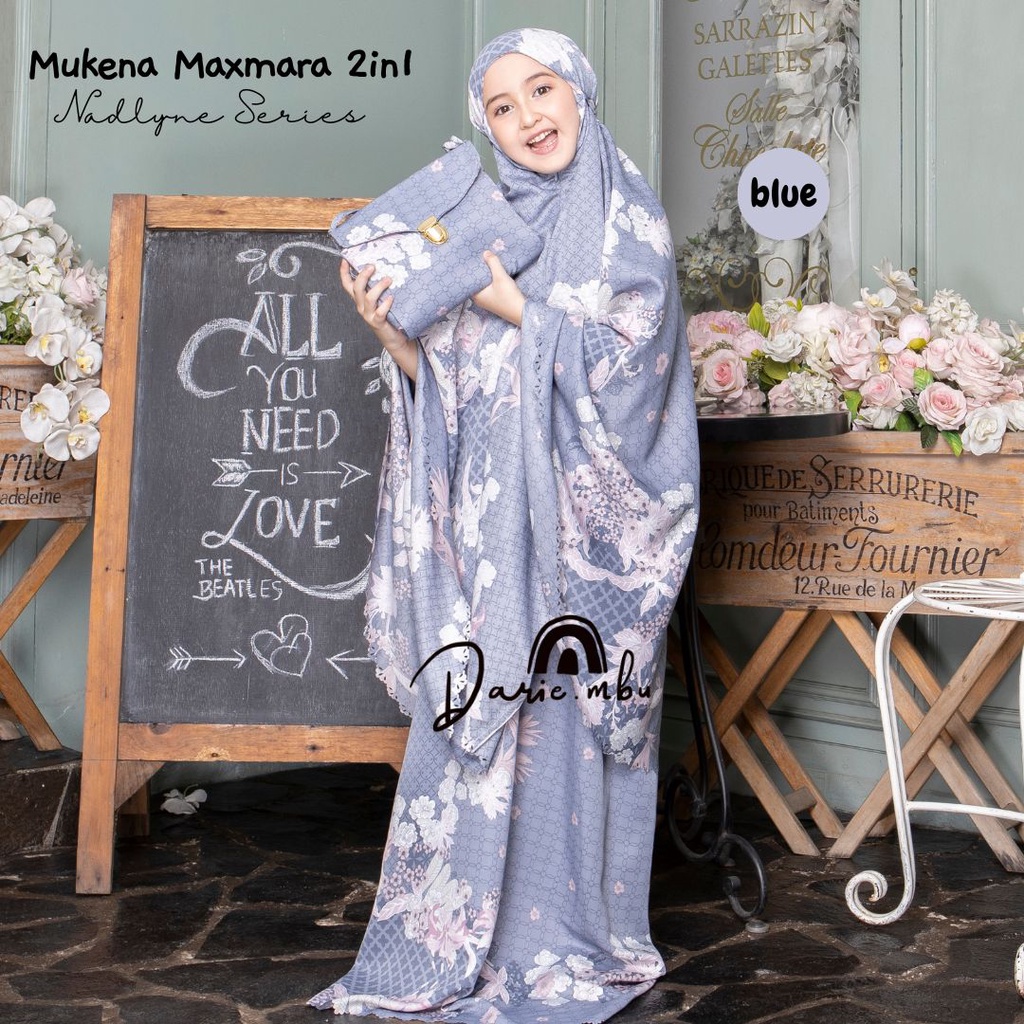 Mukena Couple Ibu dan Anak Maxmara Luxury 2in1 Printing Premiun Laser Cut Mewah Tas Sajadah