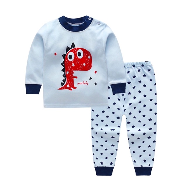 Baju Setelan Anak Red Dino / 2 set baju lengan panjang dan celana panjang