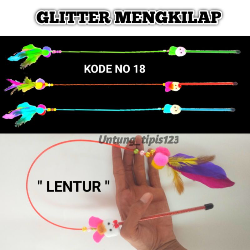 stik kucing  mainan anjing stik bulu isi glitter mengkilap cat toys teaser