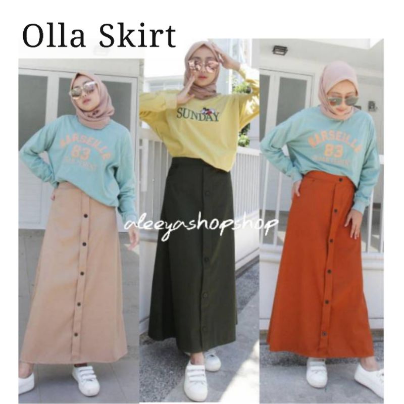 ALEEYA Rok Suede Kancing / Olla Button Maxi Skirt Suede (2105)