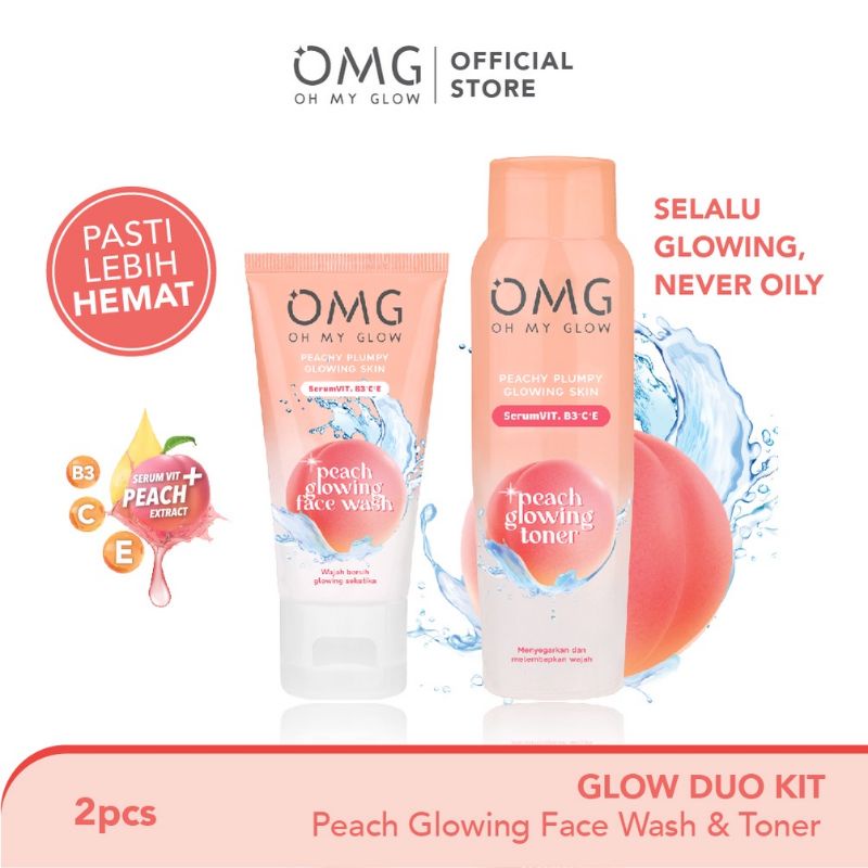 OMG Oh My Glow Paket 2pcs ( Face Wash 50ml + Toner 100ml )