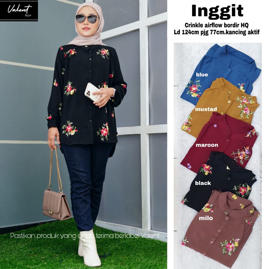 Blouse hitam wanita kekinian premium tebalm inggit blus remaja original by valent