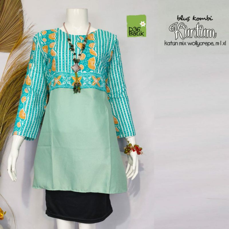 Blus Kombi Kuntum atasan batik wanita modern kasual modern