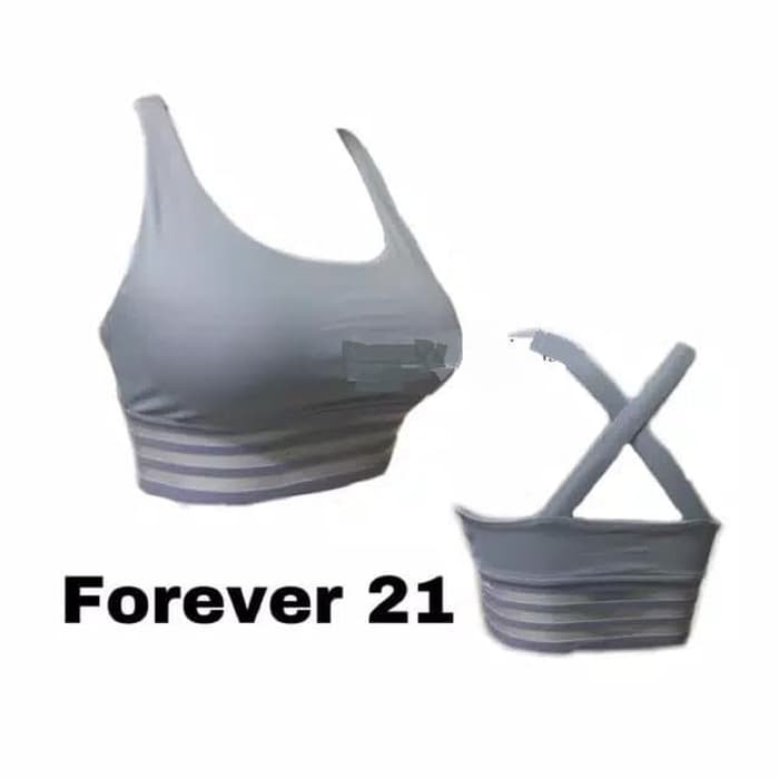 TBI Stripe Mesh Sport Bra Forever 21 BH Grey Cup, Yoga Gym Fitness Zumba