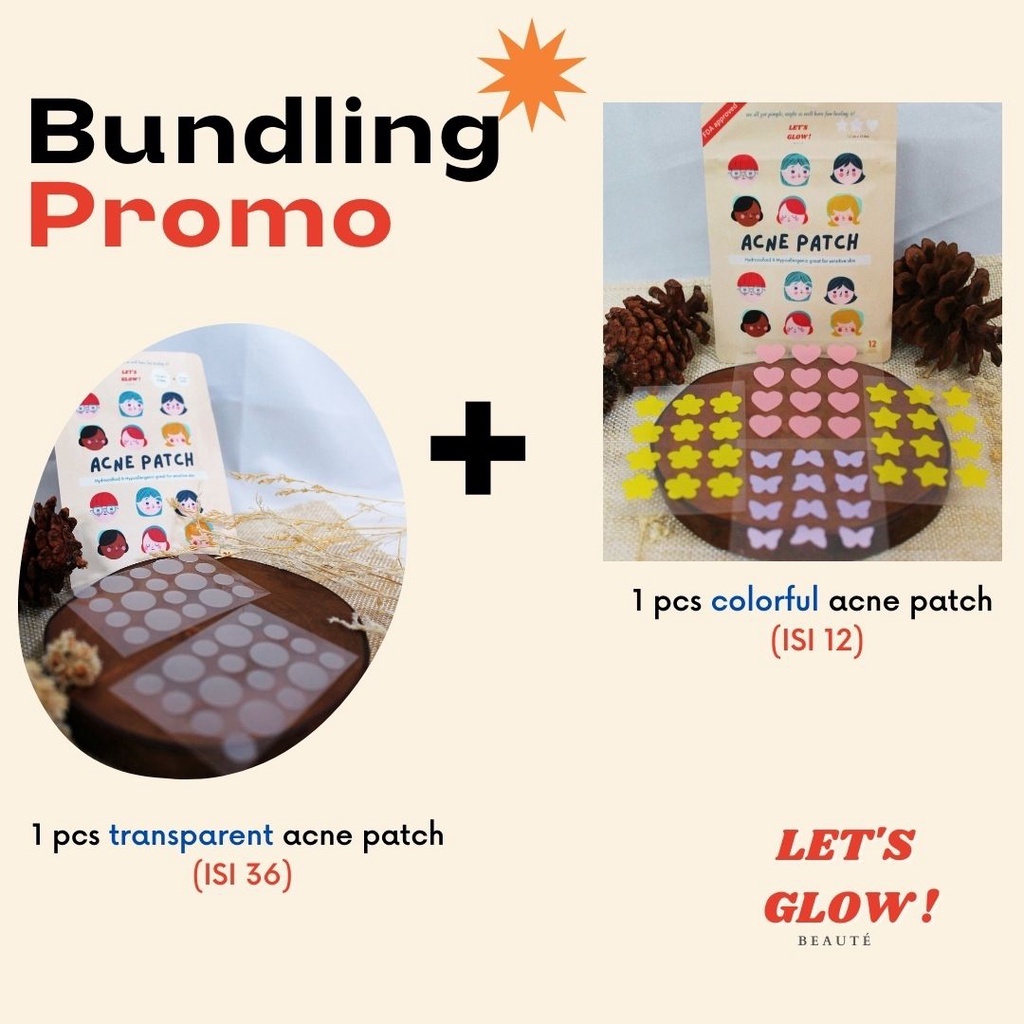 KOMBO HEMAT BUNDLING ACNE PATCH COLORFUL + TRANSPARENT LETSGLOWBEAUTE