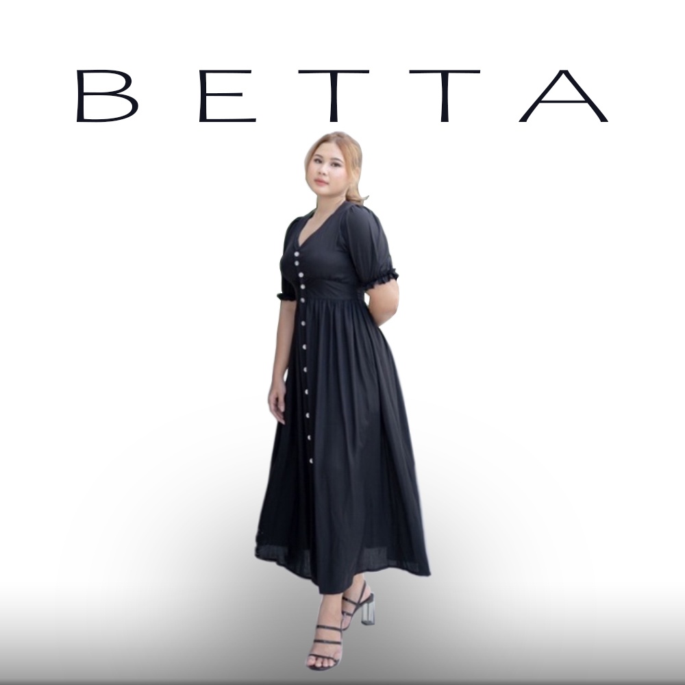 Betta Dress Korean Style Lengan Pendek Gaun Panjang Rayon Polos