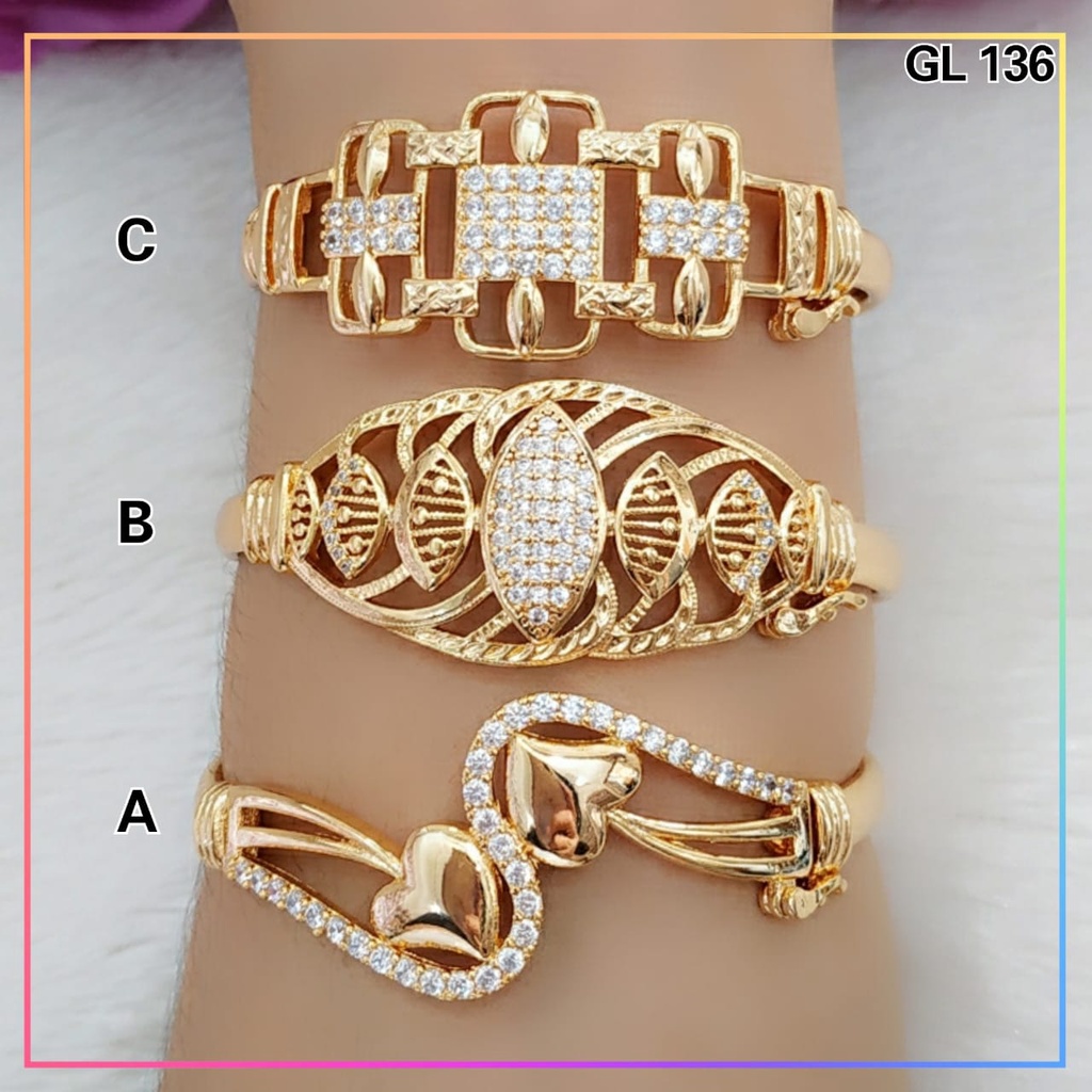 Gelang xuping gelang dewasa bangkok love permata full perhiasan wanita lapis emas gold GL 136