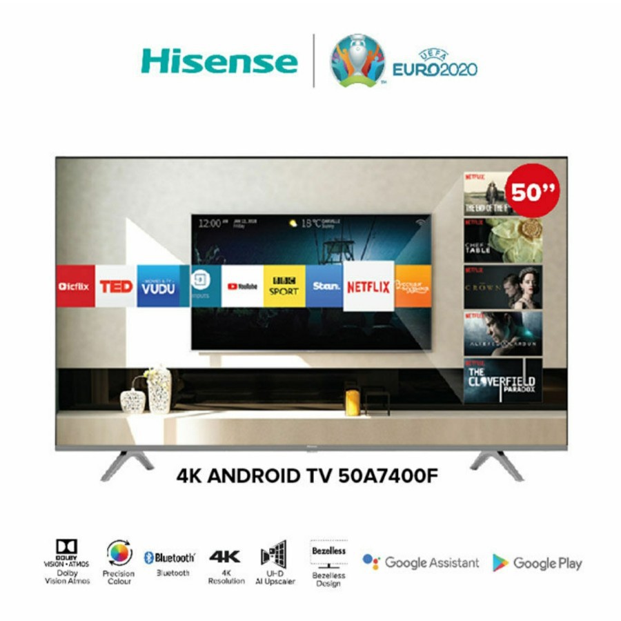 HISENSE 50 Inch Smart Android 9.0 LED 4K UHD TV - 50A7400F