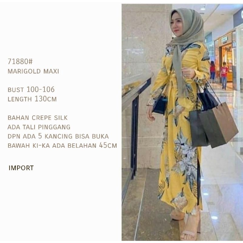 MDLV ~ 71880 MARIGOLD MAXI / GAMIS IMPORT / LONG DRESS / FASHION MUSLIM / FASHION IMPORT WANITA