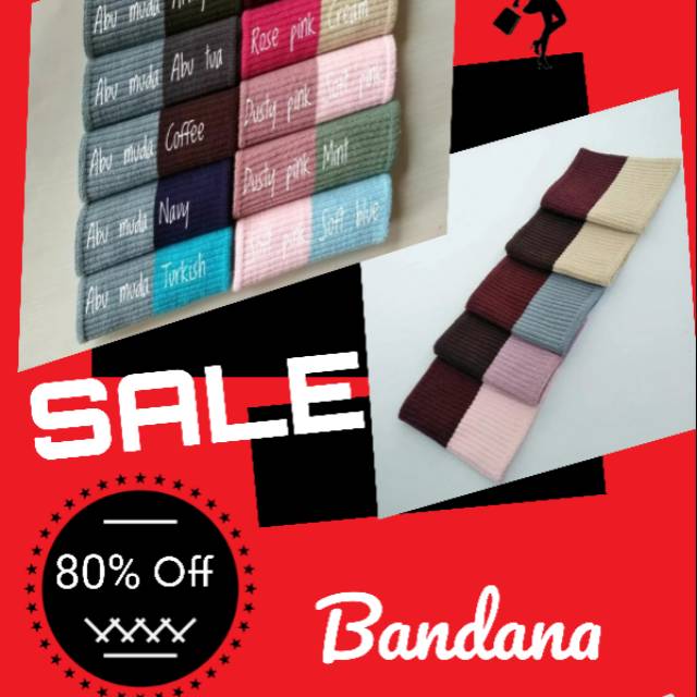 Bandana rajut premium high quality 2 warna motif salur