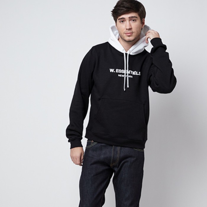 W.ESSENTIELS | HOODIE | RENAUD | BLACK WHITE - -
