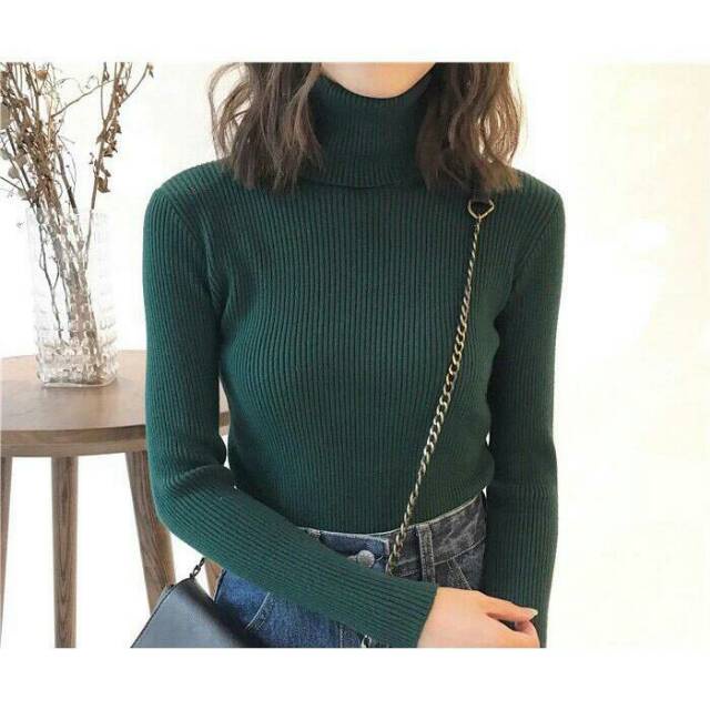 TURTLENECK KEISYA WANITA POLOS RAJUT PANJANG PREMIUM