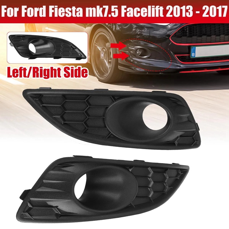 1 Pair Front Bumper Lower Honeycomb Fog Lamp Surround Grille Fog Light Trim Cover for Ford Fiesta Mk7 Facelift 2013-2017