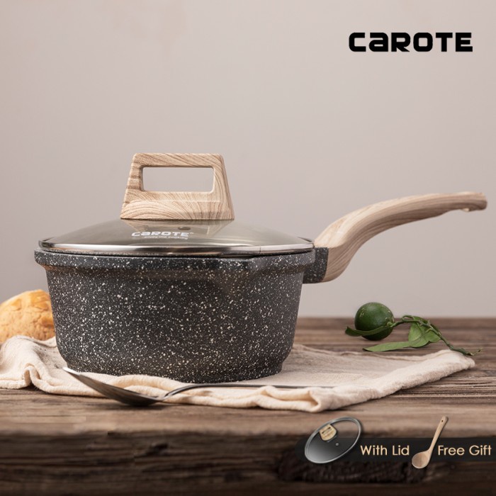 Carote Panci Susu Panci Kayu Essential Dengan Tutup Saucepan - 16 Cm _Art