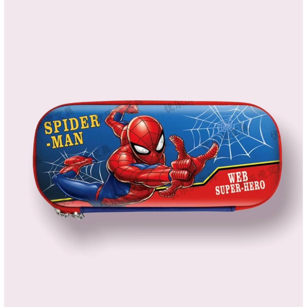 Tempat Pensil Kotak pensil Tepak 3D Timbul Hardtop Pencil Case Motif Mobil Murah-Spiderman