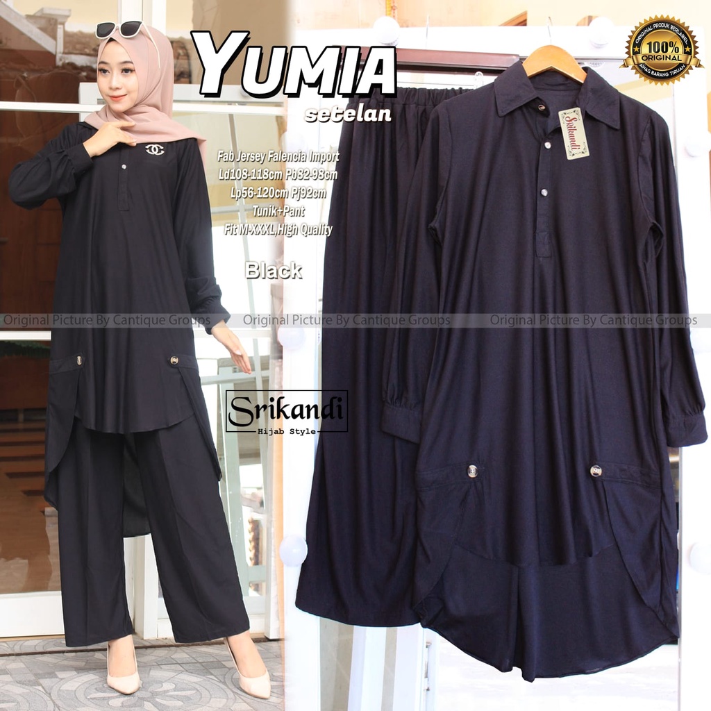 Set wanita jumbo LD 108 melar 118 setelan tunik polos mat jersey falencia one set big size lengan panjang Ori Srikandi | Kelly Asyifa Yumia Syakilla Whiteney-Yumia black