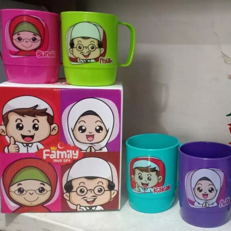 Mug family set dapat 4 pcs gelas mug