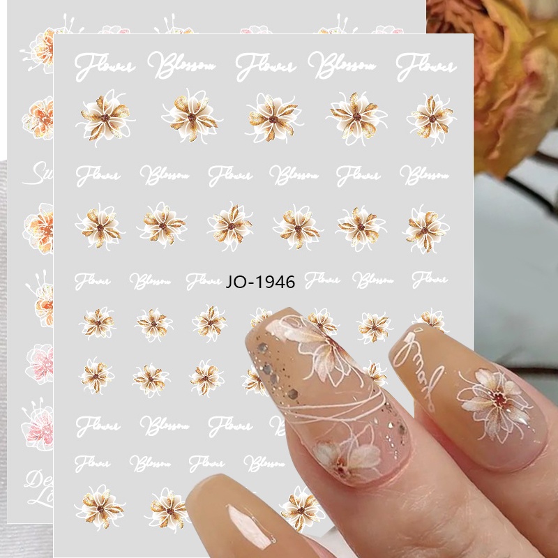 1 Lembar Stiker Kuku 3D Desain Pita Warna Hitam Putih Untuk Dekorasi Nail Art