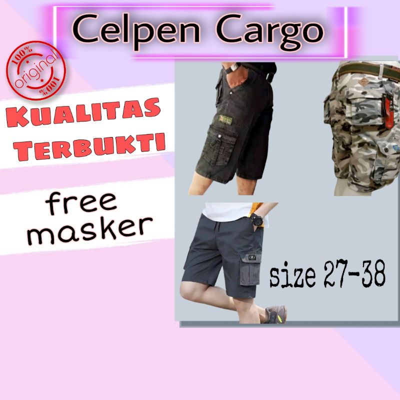 Celana Pendek Pria cargo levis motif dewasa D.karver, Kargo Doreng, Rip Cargo big size 27-38 murah r