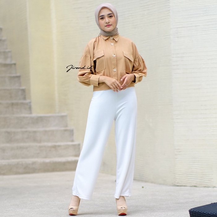 Kemeja Crop Lengan Balon Linen Rami/ Outer Crop Casual