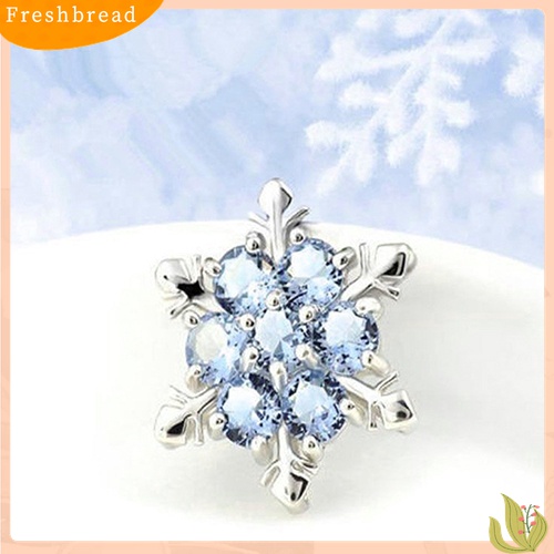 ? Fresh ? Kalung Lapis Silver Liontin Snowflake Hias Berlian Imitasi Berkilau untuk Wanita