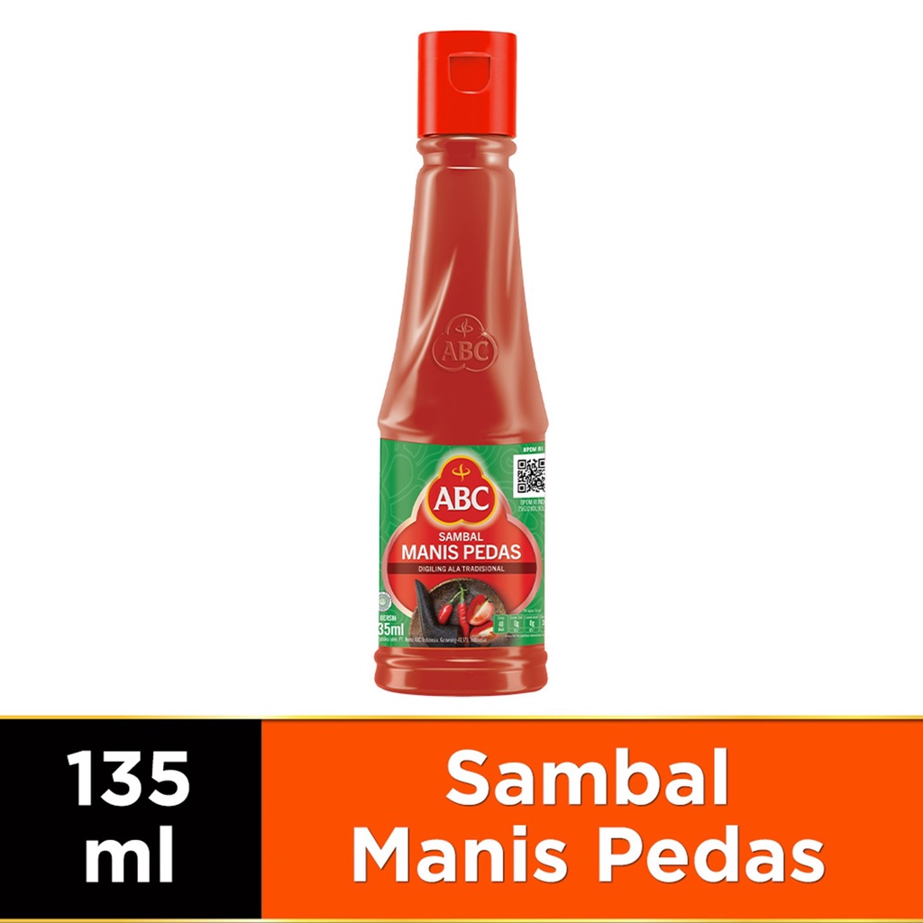 ABC Saos Sambal, Extra Pedas, Tomat, Kecap Manis, Inggris, Asin, Pedas, Cuka Botol 135 ml