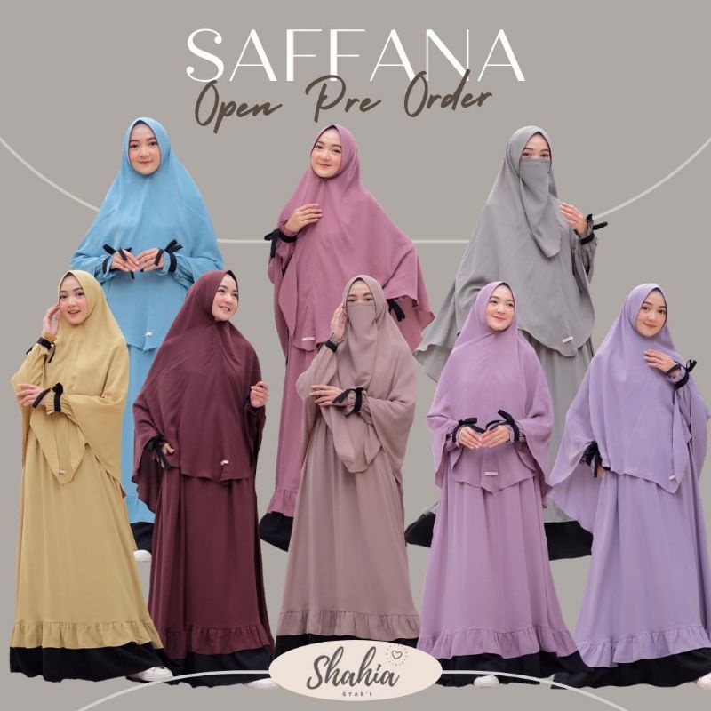 Saffana Set Ori by Shania, Gamis Set bahan Wolly silk