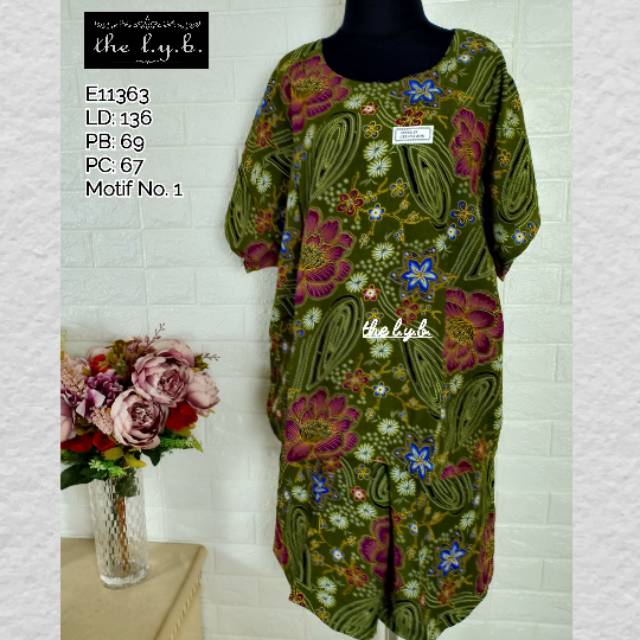 Daster Setelan Kulot Pendek JUMBO Batik Kencana Ungu E11363