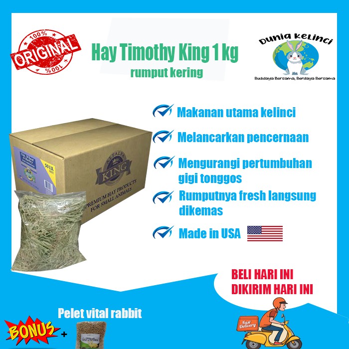 MAKANAN KELINCI TIMOTHY HAY KING 1 KG RUMPUT HAY TIMOTHY AFK (ALFALFA KING)