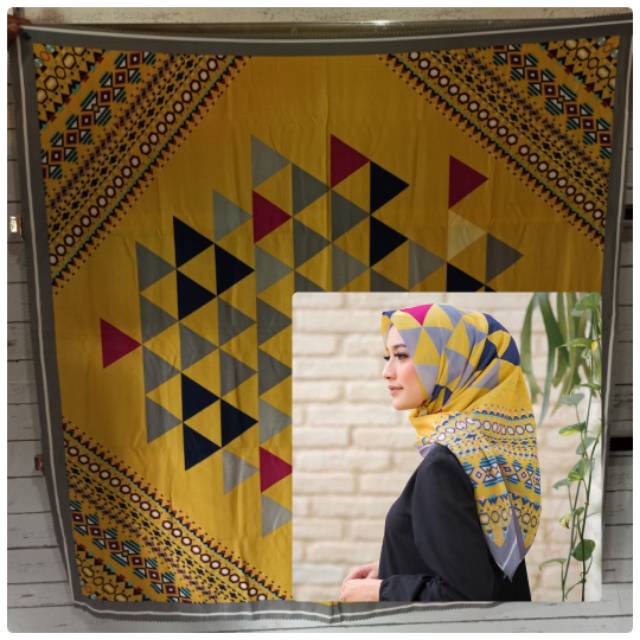 HIJAB SEGIEMPAT VEGA KUNING LASER CUT KH7761