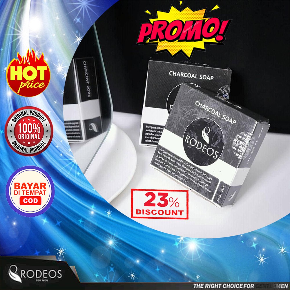 PROMO Sabun Rodeos Men Charcoal Soap Original - Sabun Muka Pria - Sabun Wajah Pria Kemasan 80 Gram