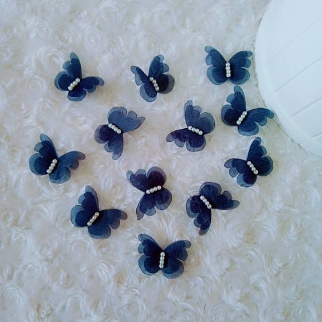 Aplikasi kupu organza ~ Navy