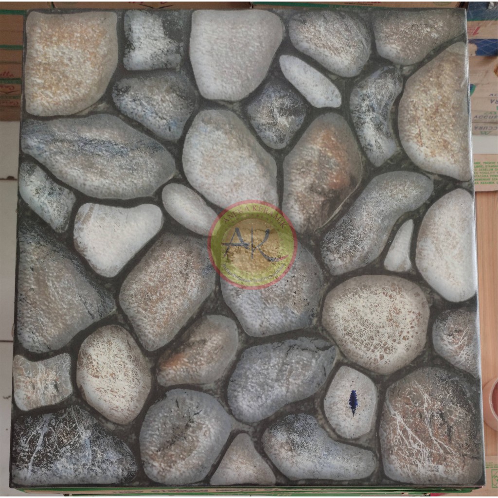 Keramik Lantai Kasar Motif Batu Timbul 50x50 Fucuhara Grey