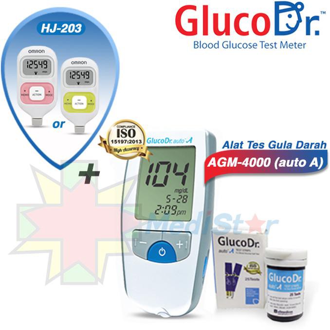 GlucoDr Alat Test Gula Darah Auto AGM-4000 (Meter+Strip) w/OMRON Promo