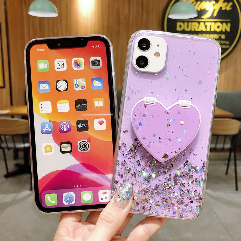 Pretty Purple Love Mirror Soft Case SAMSUNG S8 S9 S10 Plus Note 8 9 10 A50 A50S A30S