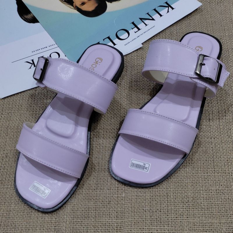 SANDAL WANITA DOUBLE STRAP TERBARU AF.01 ASLI REAL PICT