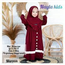 [bisa COD] Baju Gamis Anak Perempuan Nayla Kids FREE Hijab / Baju Anak Mualim/ Gamis Anak Terbaru / Nandia Series