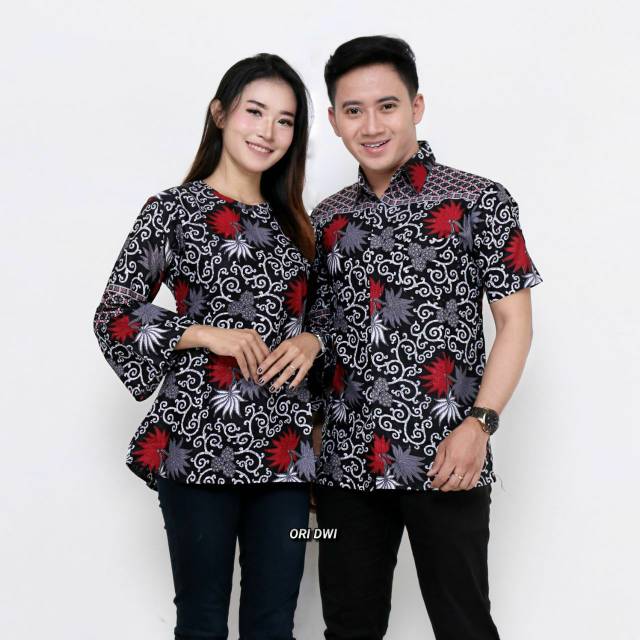 BAJU BATIK COUPLE MODERN Monalisa Genes MERAH BIRU TOSCA UNGU ORANGE M, L, XL, XXL, XXXL, XXXXL