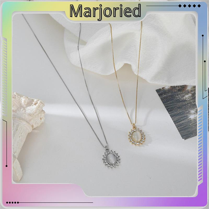 Retro Light Luxury Opal Kalung Wanita All-Match Hadiah Ulang Tahun Sederhana-MJD