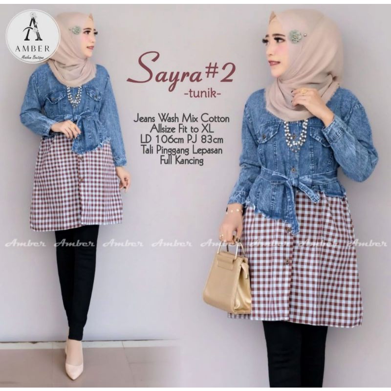 ATASAN JEANS WANITA 2022  MODERN  BAJU JEANS PEREMPUAN KEKINIAN TUNIK  DEWASA   TERMURAH TERBARU LEN